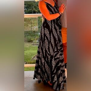 Tyche Black and White Patterned Maxi Dress